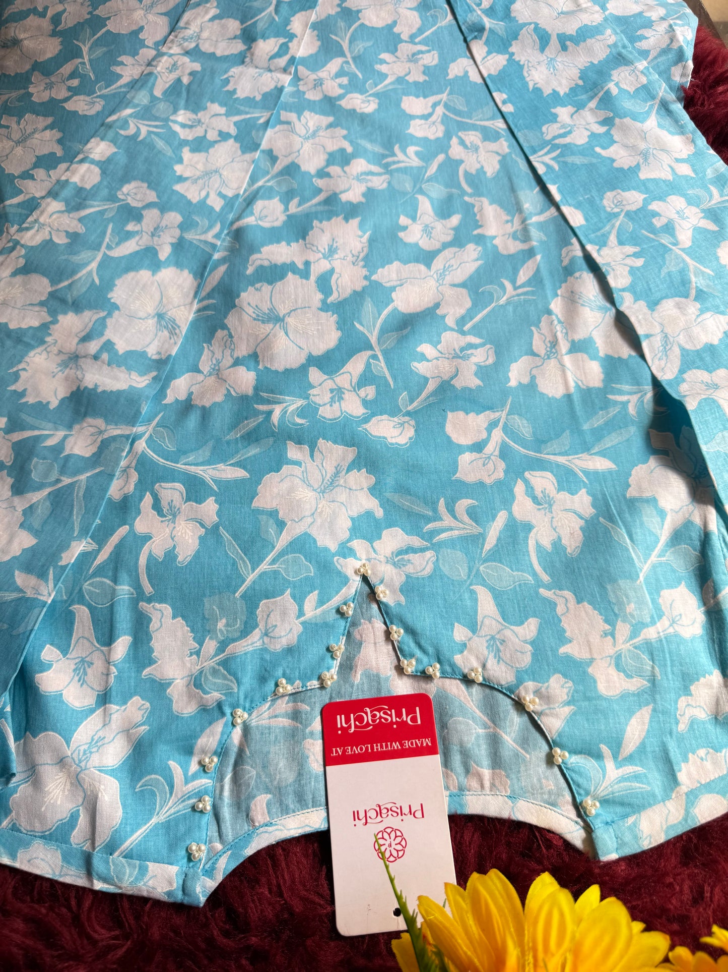 Cotton A-line Kurti with pockets, comfy pant, and dupatta