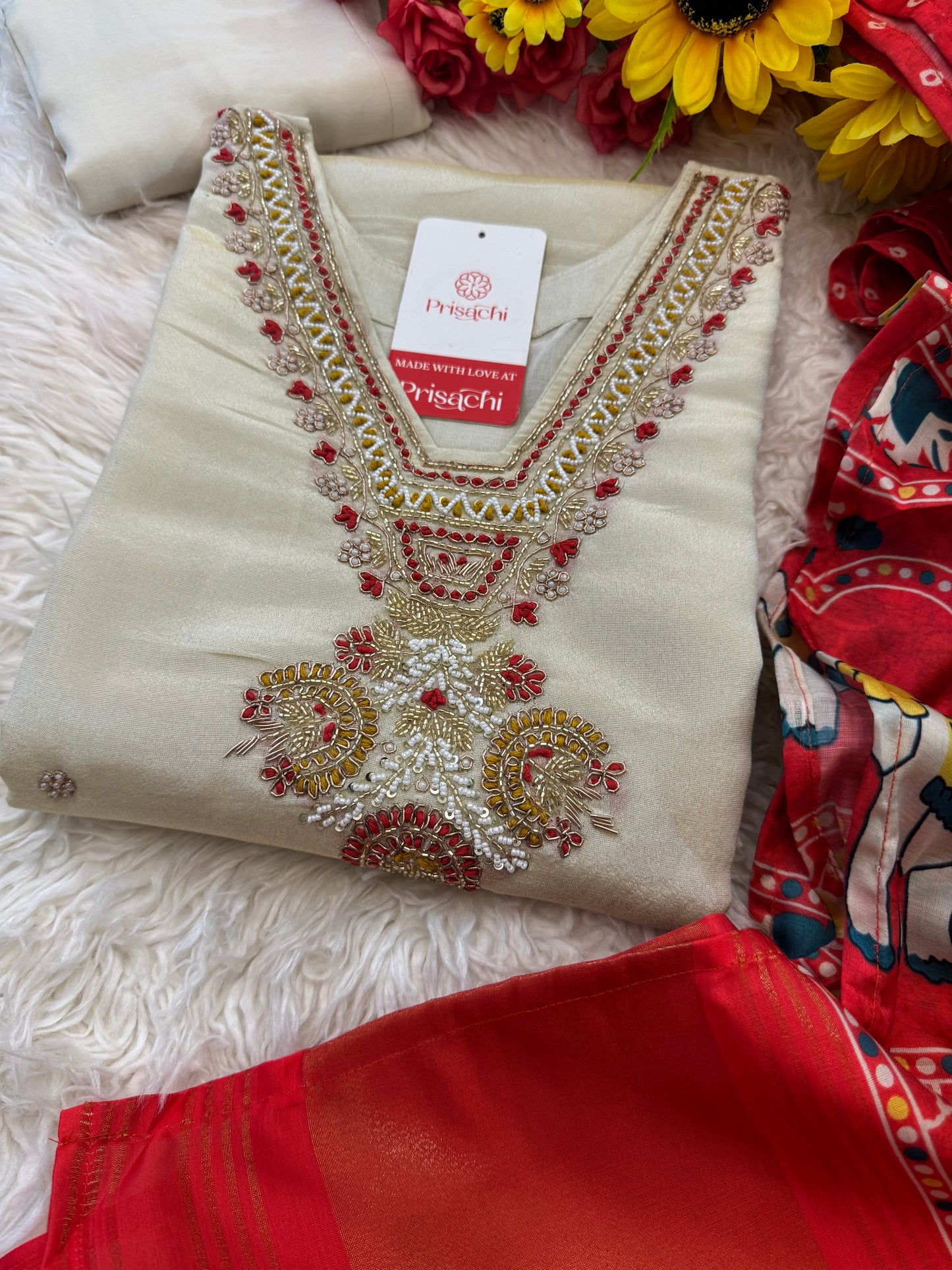 Designer Kurti Bottom With bandhej dupatta