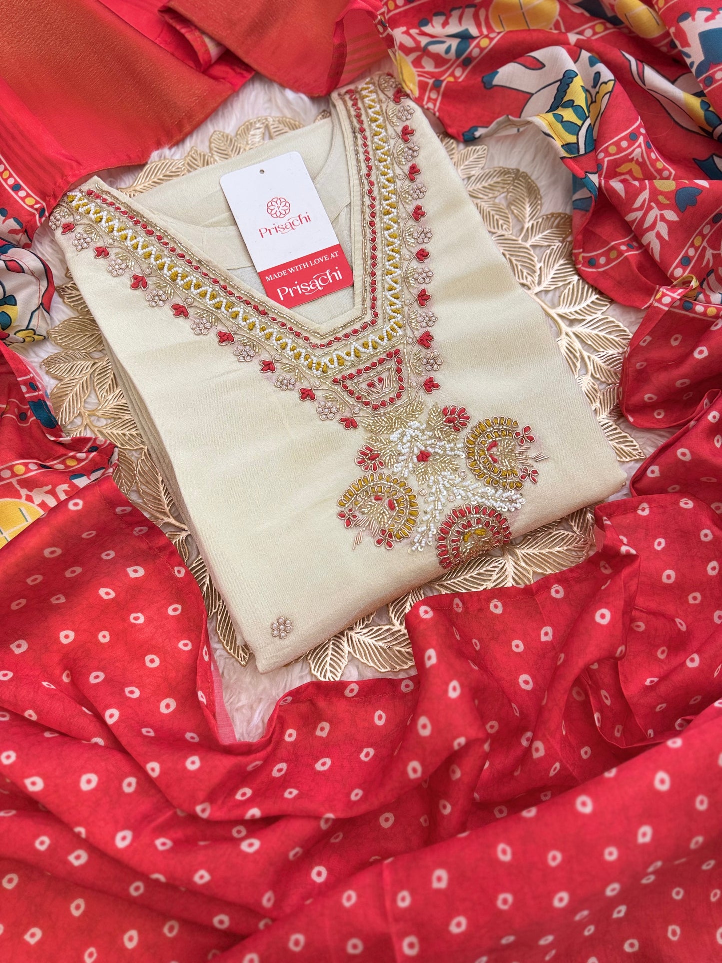Designer Kurti Bottom With bandhej dupatta