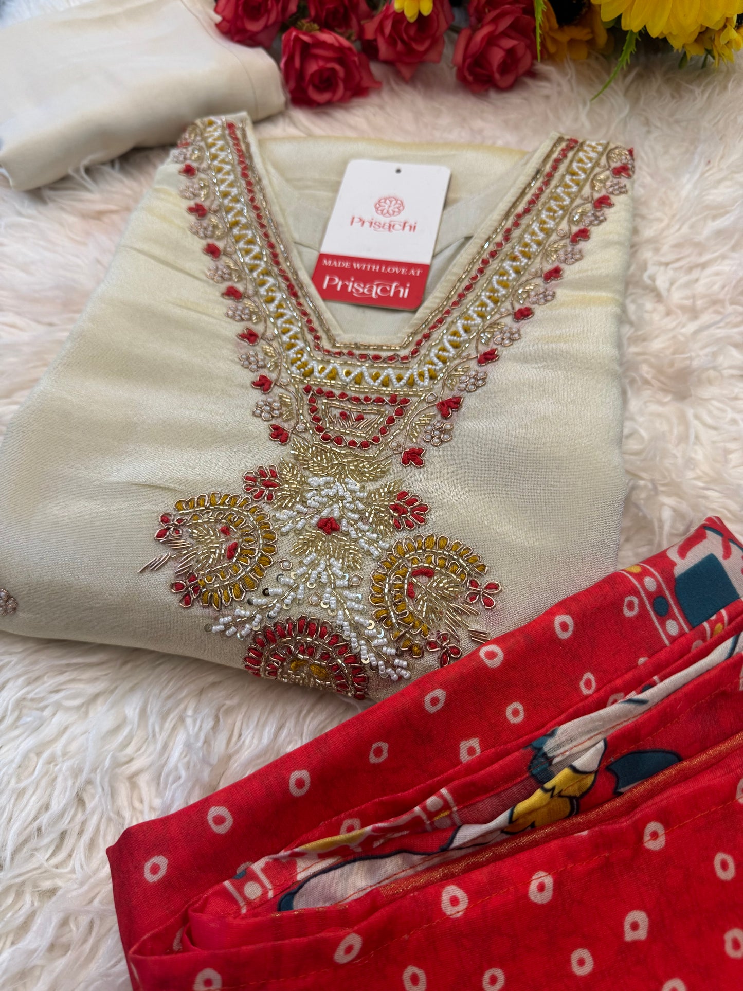 Designer Kurti Bottom With bandhej dupatta