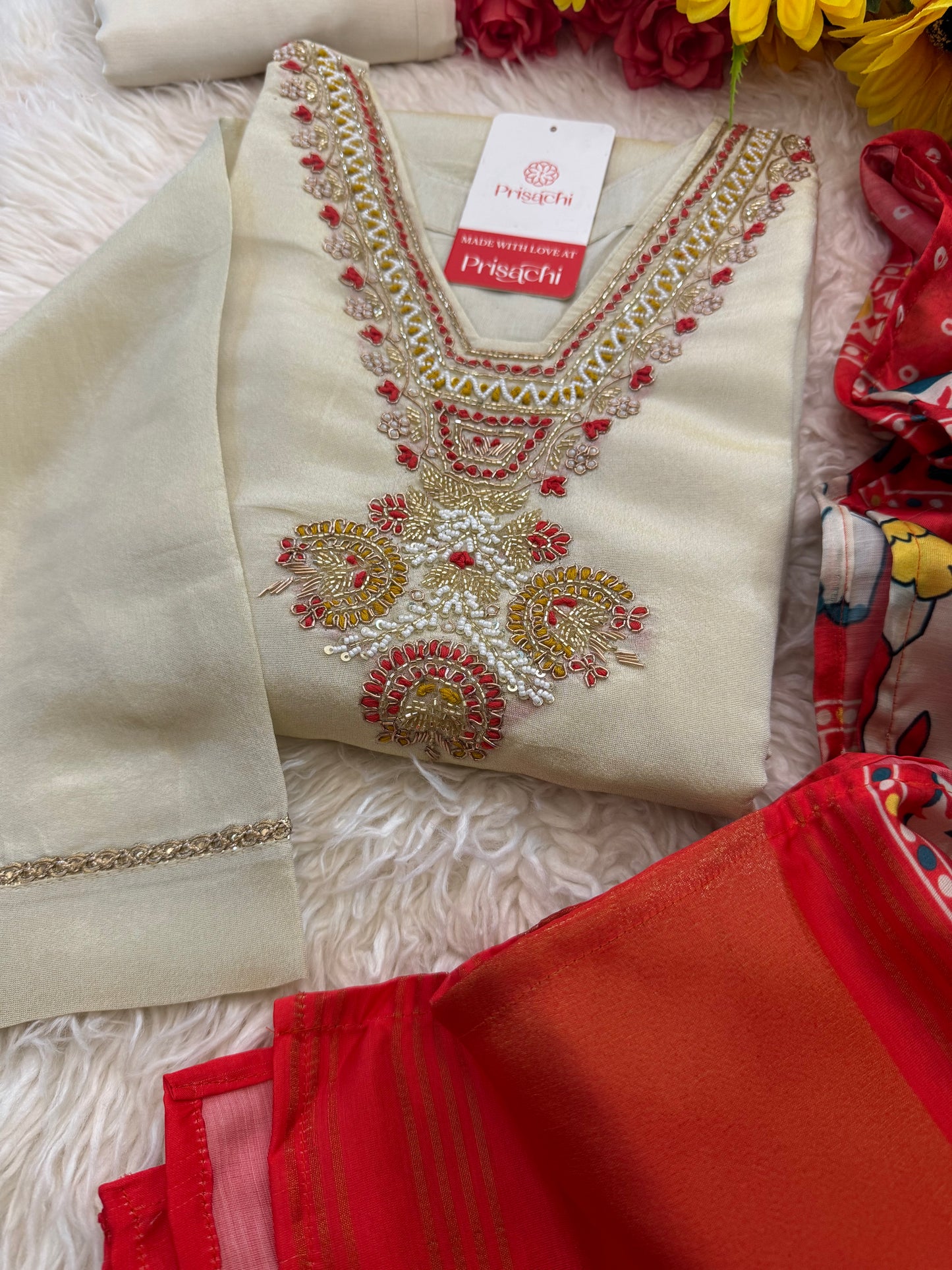Designer Kurti Bottom With bandhej dupatta
