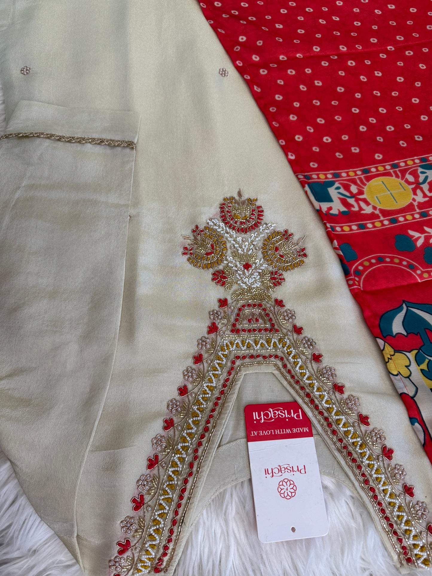 Designer Kurti Bottom With bandhej dupatta