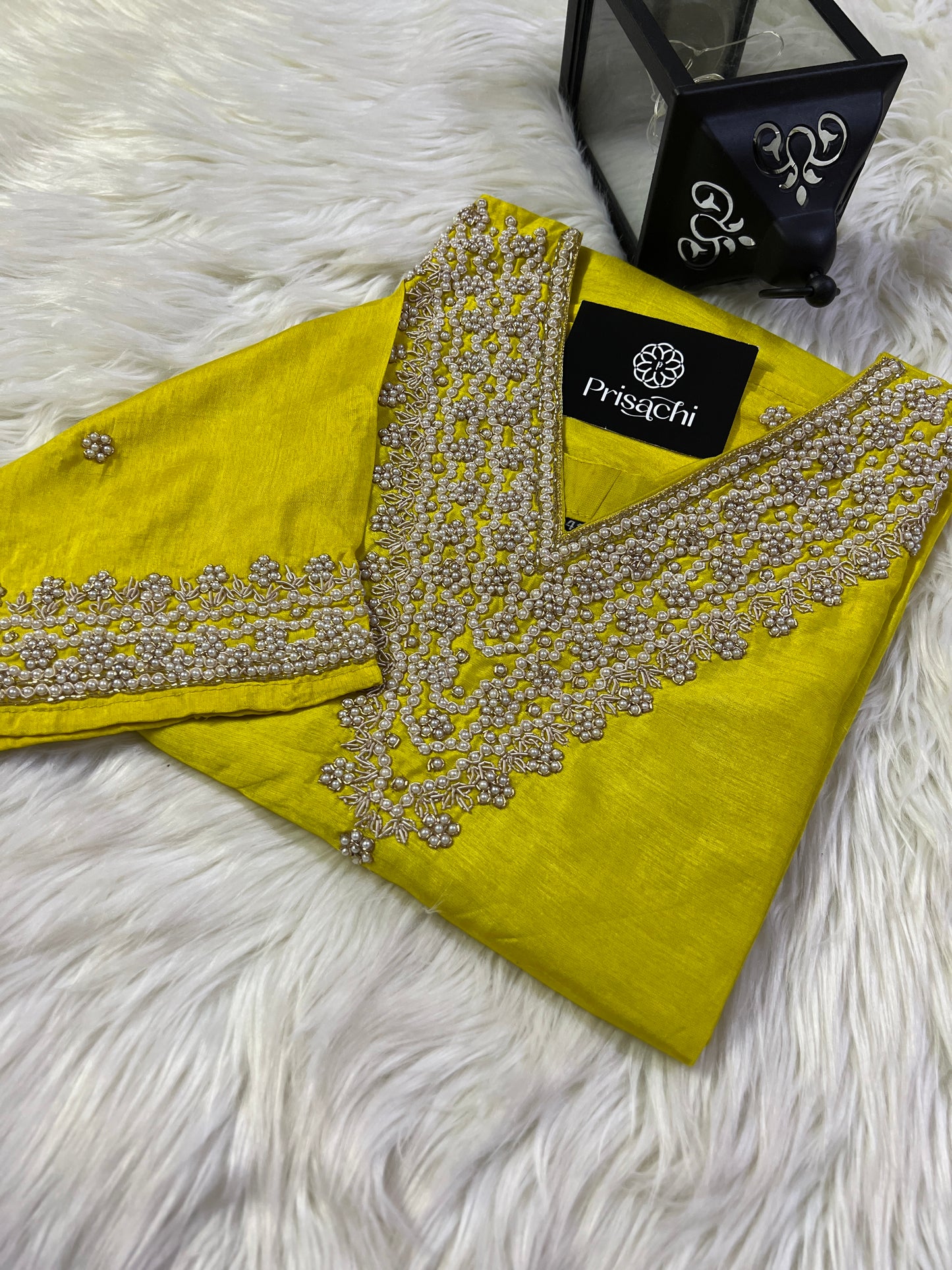Yellow neck embroidered kurta set with dupatta - Prisachi Official