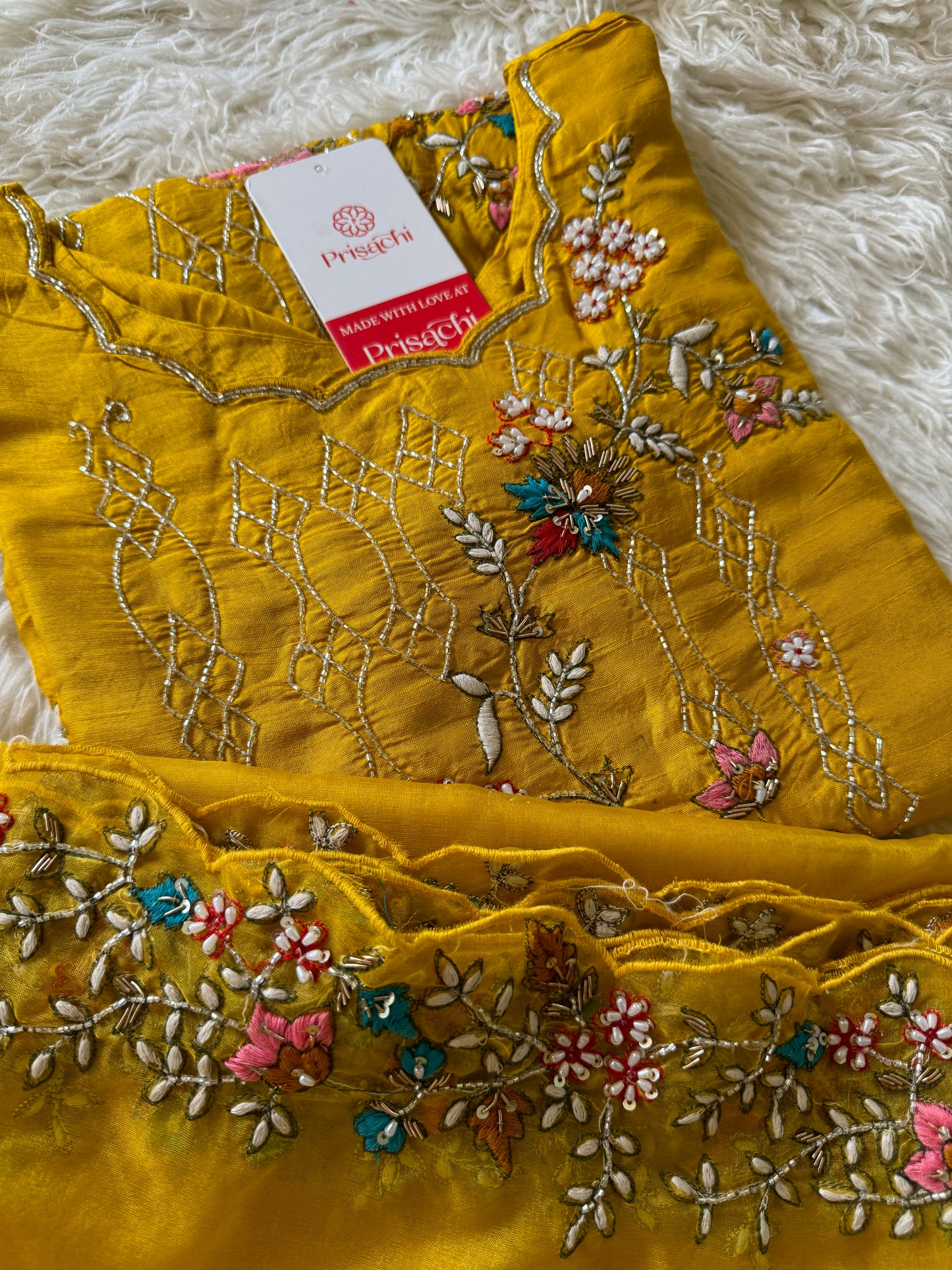 Yellow embroidered  kurta set with dupatta