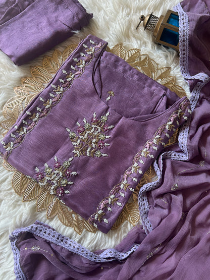 Purple Designer Kurti Bottom with Duptta