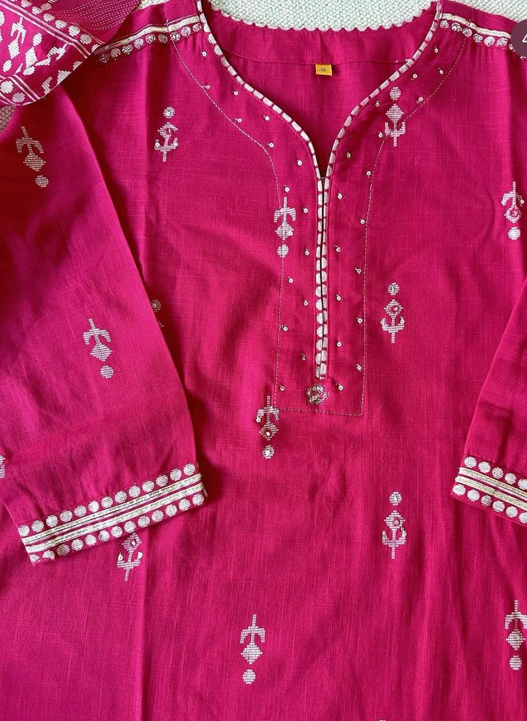 Pink Beautiful cotton Kurti, pant and dupatta - Prisachi Official