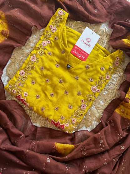 Yellow embroidered  kurta set with dupatta