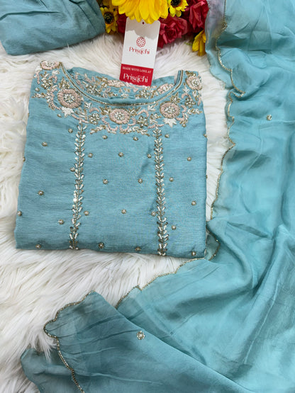 Embroidered kurta set with dupatta