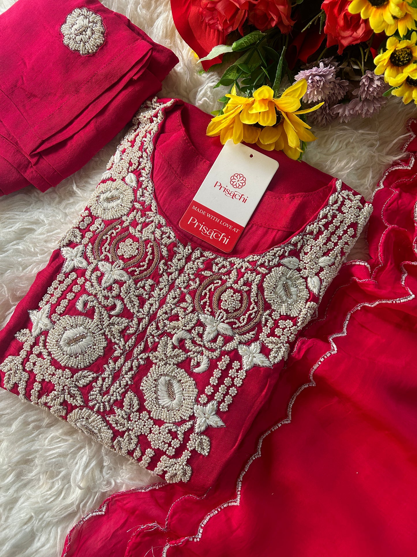 Pink Embroidered Kurta bottom With Dupatta