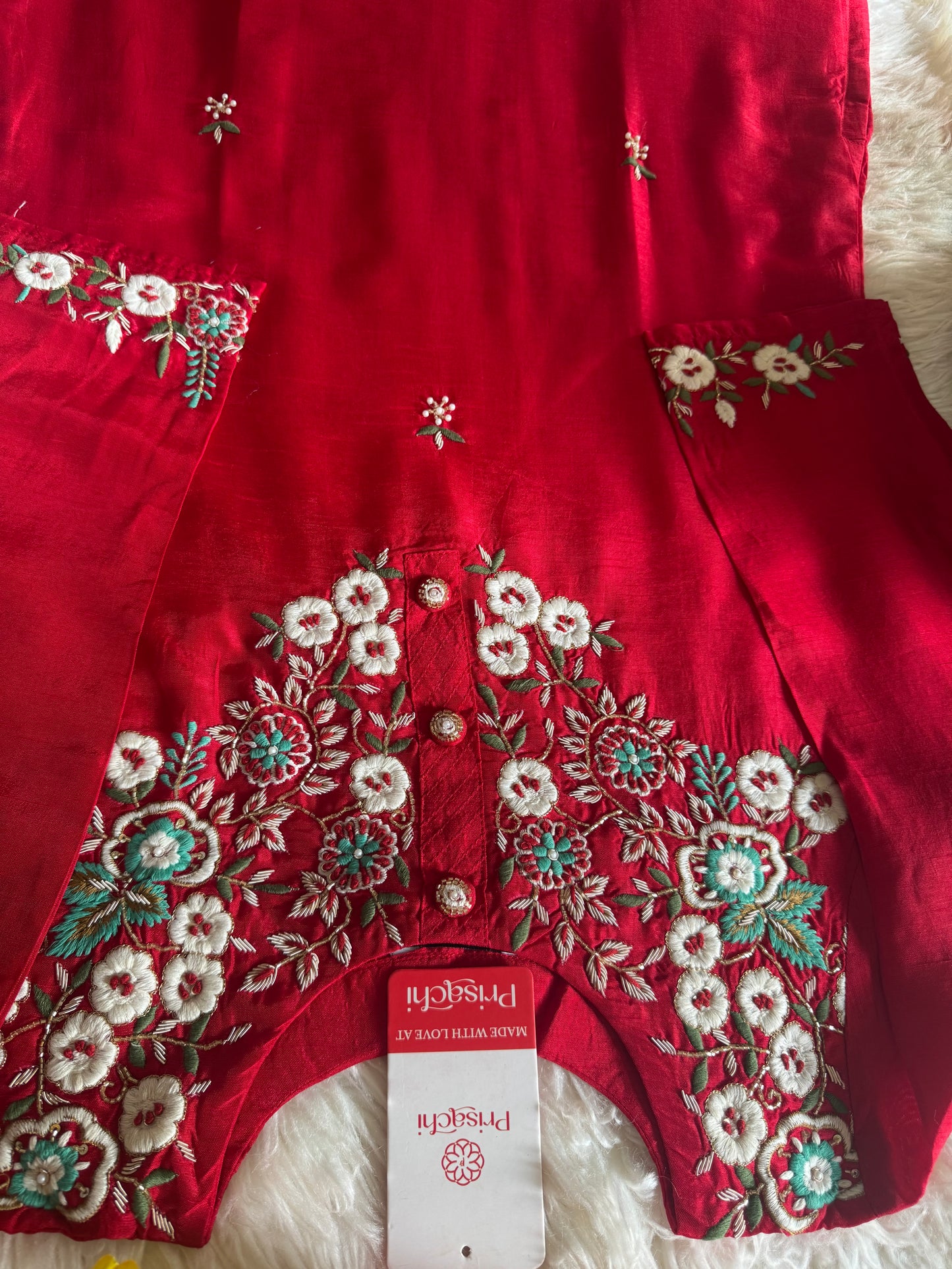 Designer Red Embroidered kurta bottom  with dupatta