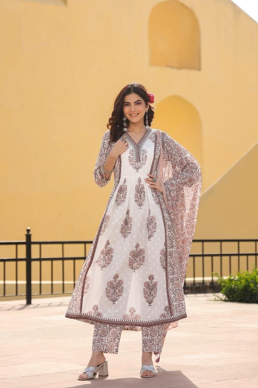 Pure Cotton Anarkali kurta Set