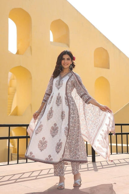 Pure Cotton Anarkali kurta Set