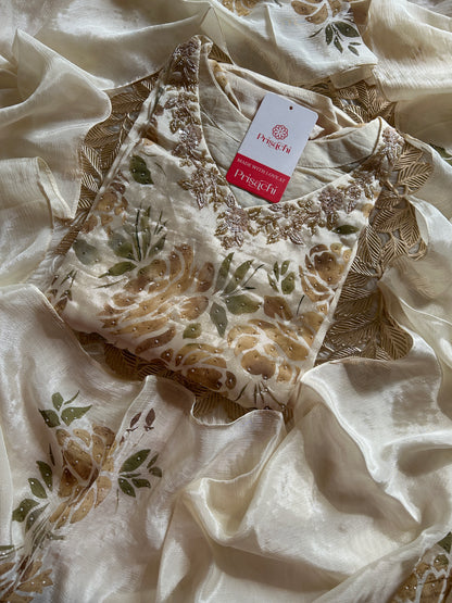 Off-white Straight Kurta Set With dupttaa