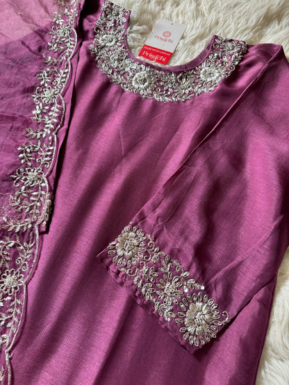 Purple Designer Kurti Bottom with Duptta