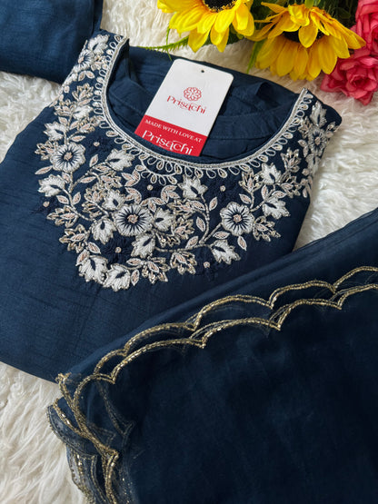 Embroidered kurta Bottom  with dupatta