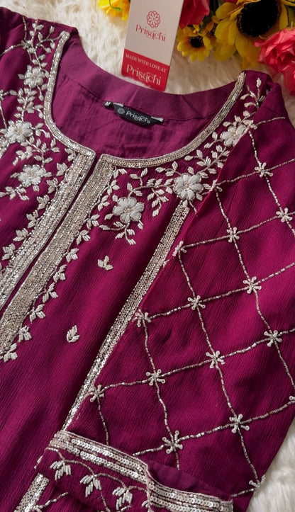 Embroidered kurti sharara set  with dupatta