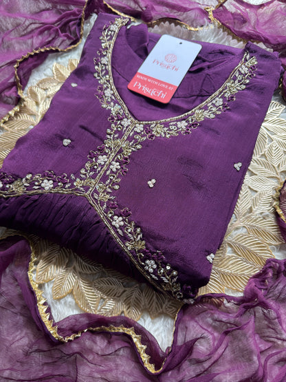 Alia style naira Cut kurti Pant With chiffon Dupatta