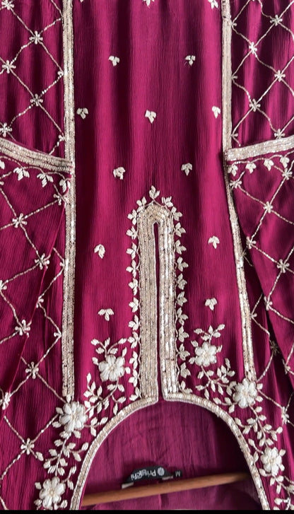 Embroidered kurti sharara set  with dupatta