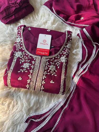 Embroidered kurti sharara set  with dupatta