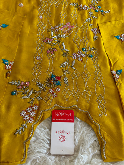 Yellow embroidered  kurta set with dupatta