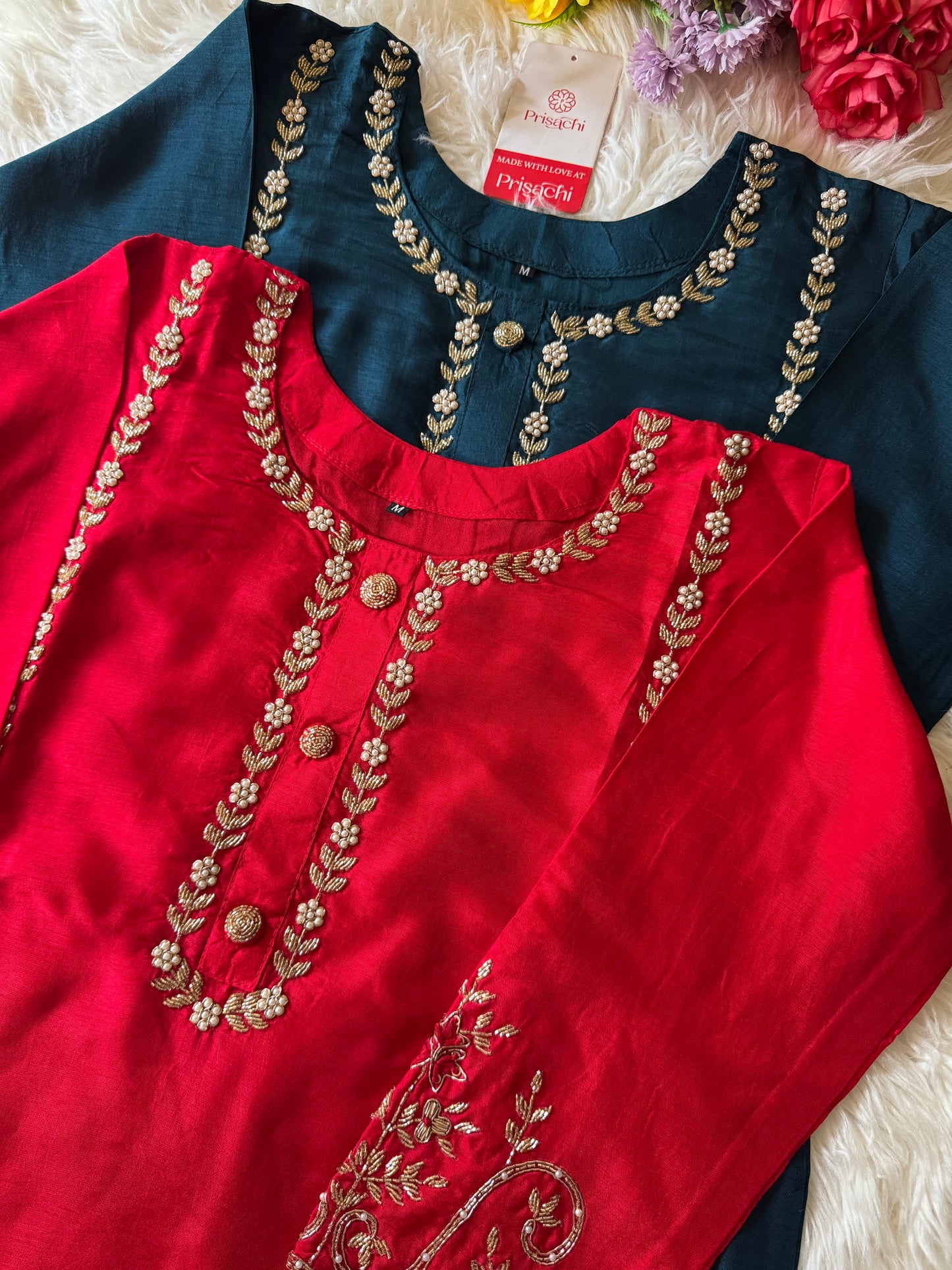 Blue embroidered kurta set with dupatta