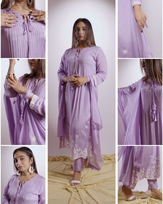 Purple Anarkali bottom with duptaa