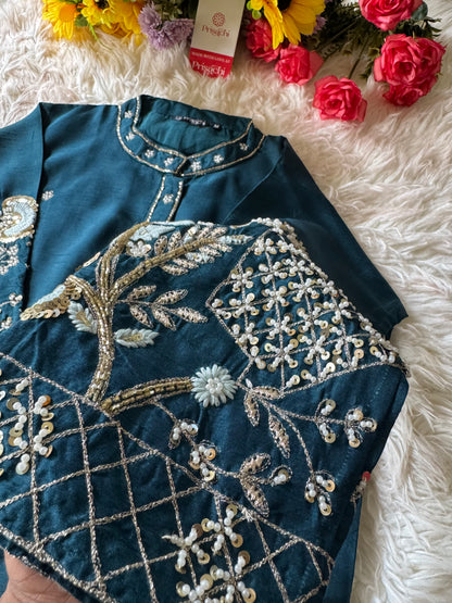 Blue embroidered kurta Bottom with dupatta