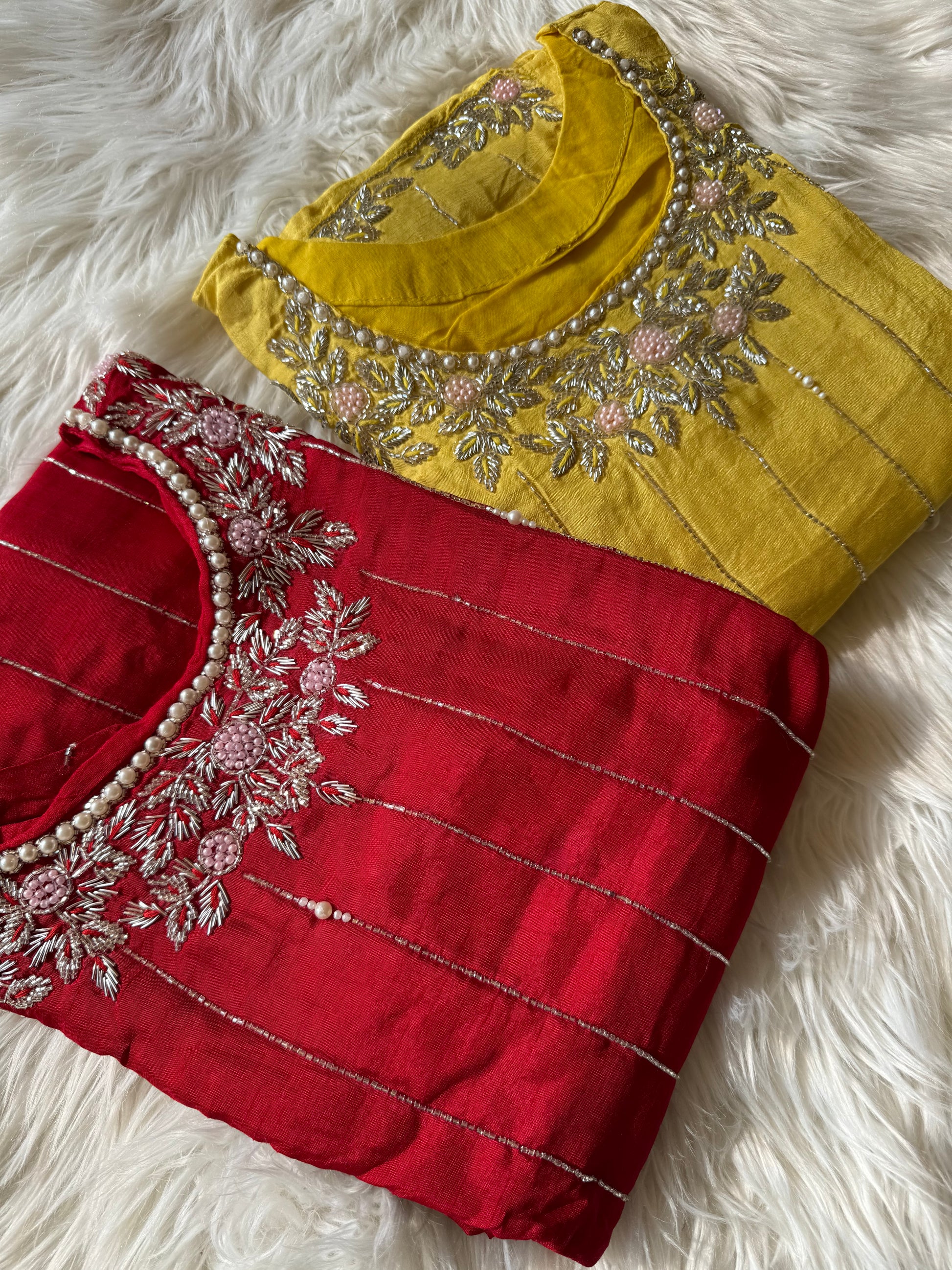 Red embroidered kurta set with dupatta - Prisachi Official