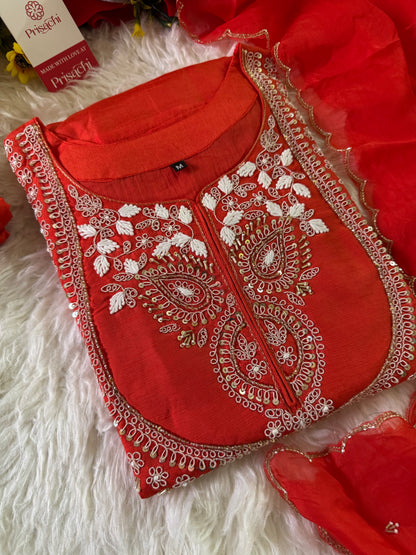 Embroidered Kurta bottom With Dupatta