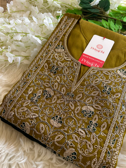 Mehndi Green embroidered kurta set with dupatta