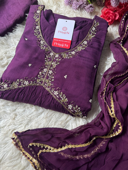 Alia style naira Cut kurti Pant With chiffon Dupatta