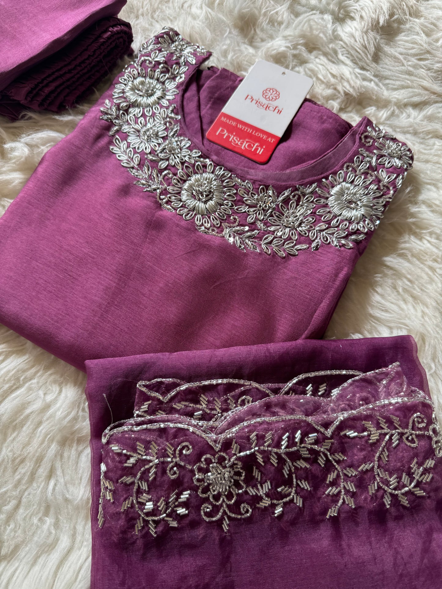 Purple Designer Kurti Bottom with Duptta