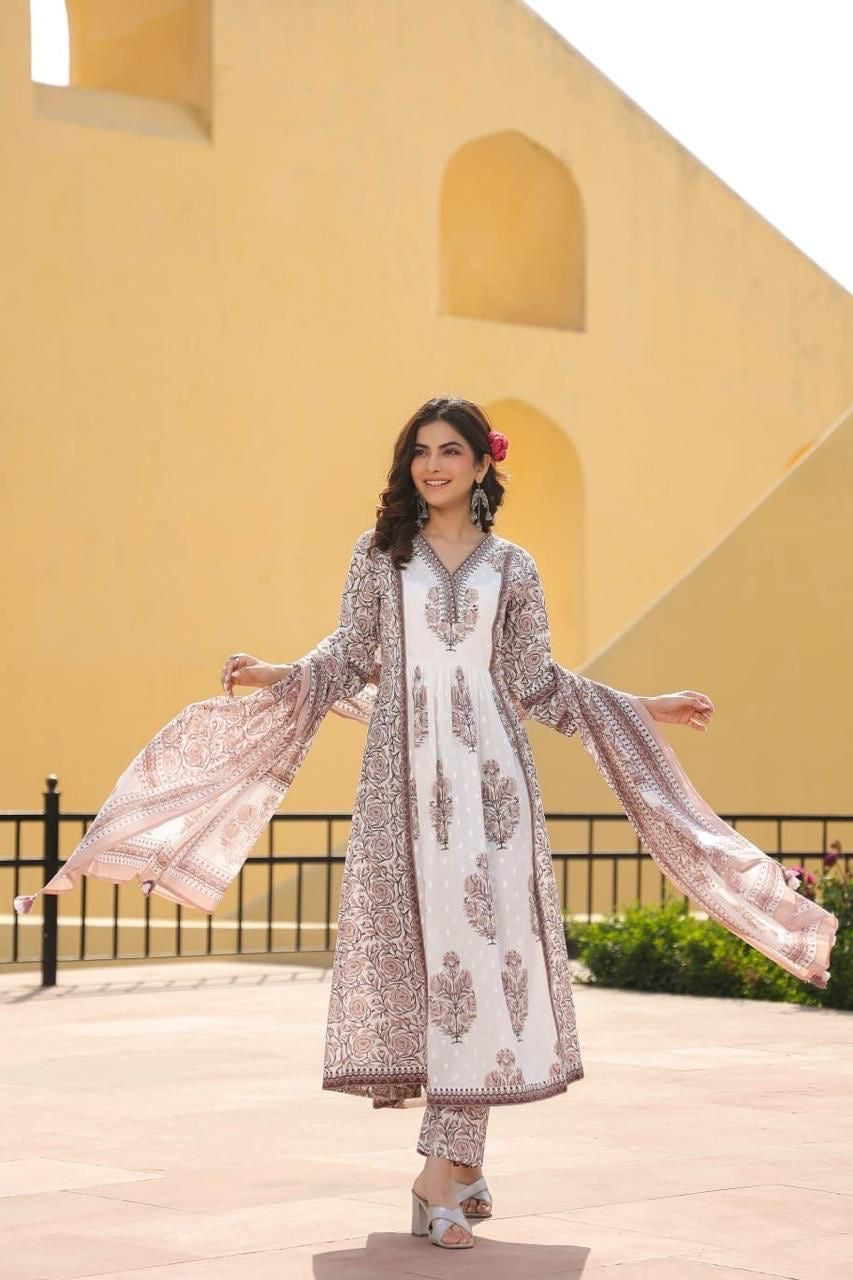 Pure Cotton Anarkali kurta Set