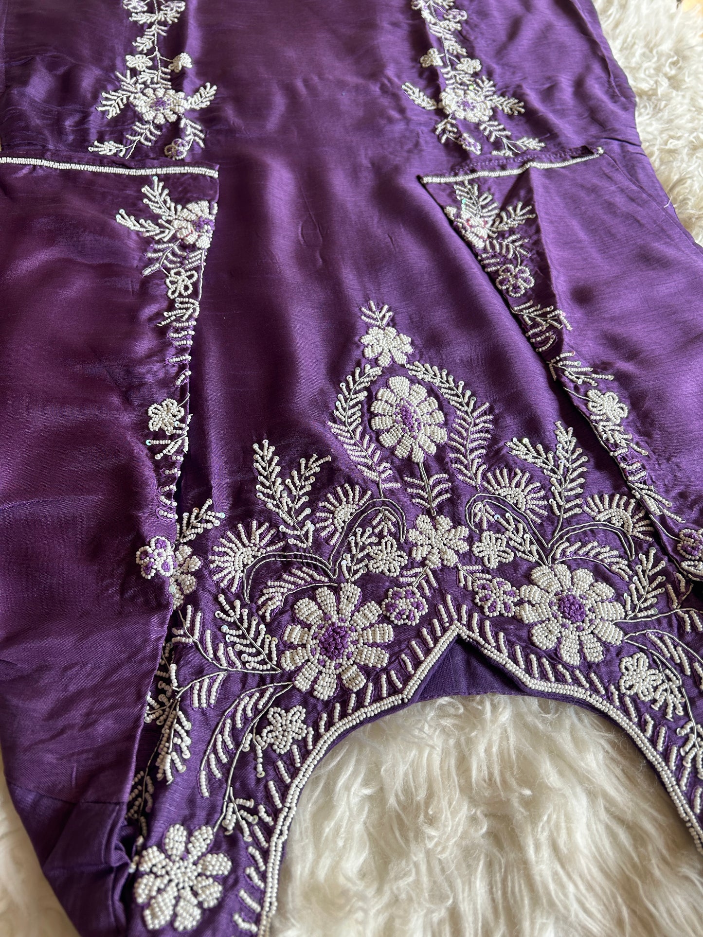 Purple embroidered kurta set with dupatta