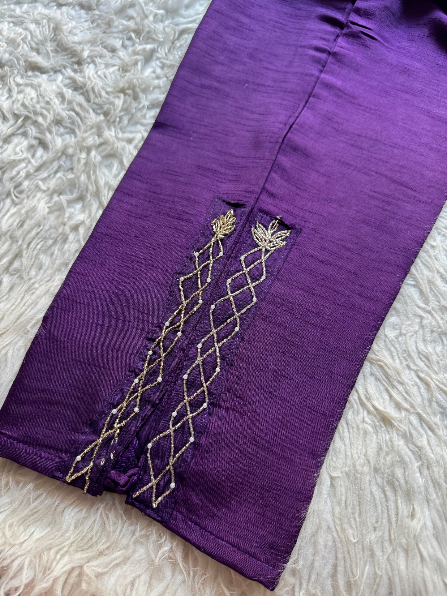 Purple Designer Embroidered kurta set with dupatta