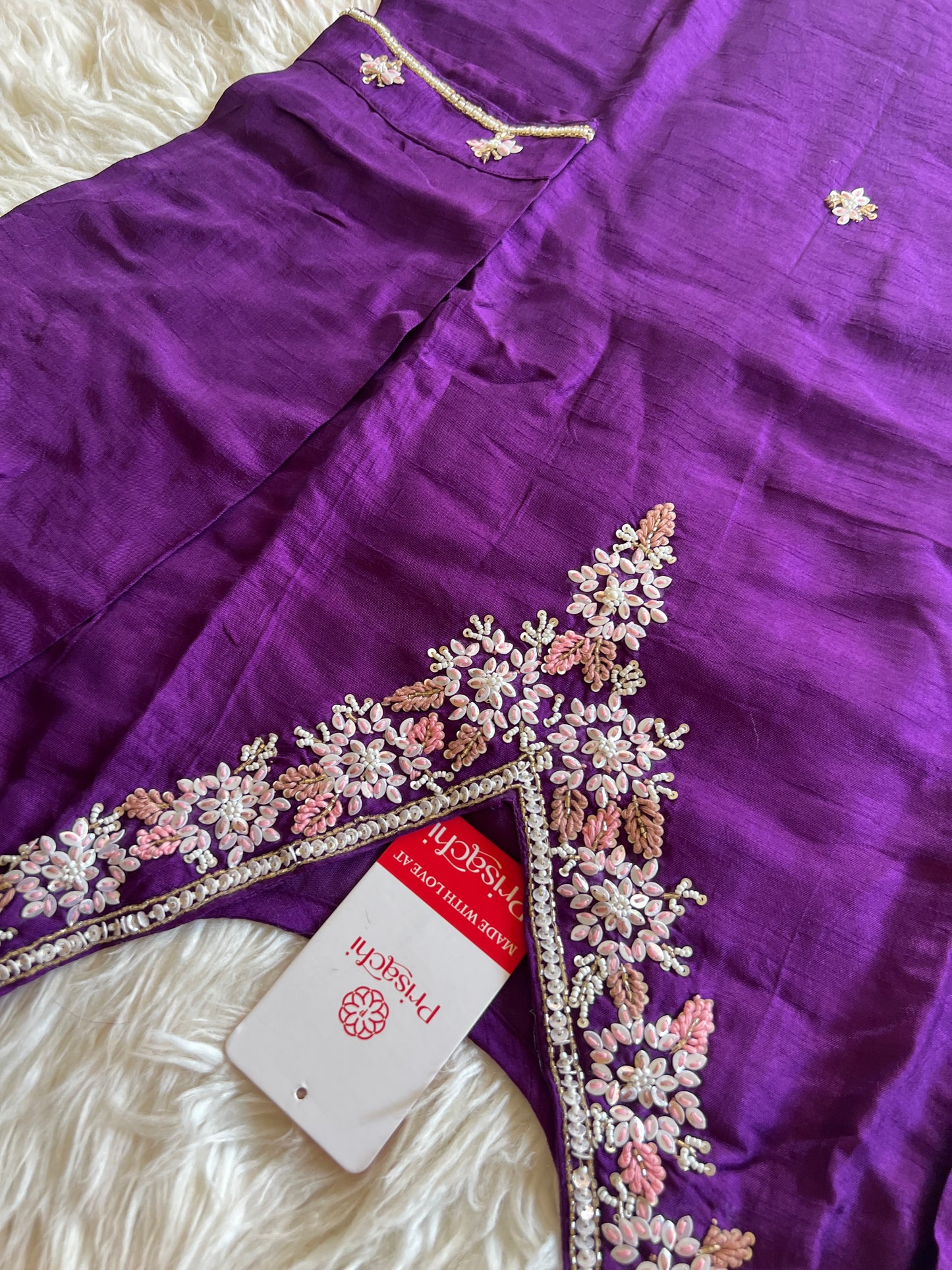 Purple Embroidered kurta set with dupatta with Zardosi work