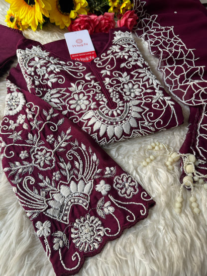 Desinger Embroidered kurta Bottom  with dupatta