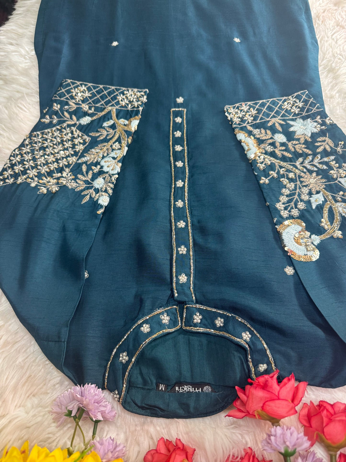 Blue embroidered kurta Bottom with dupatta