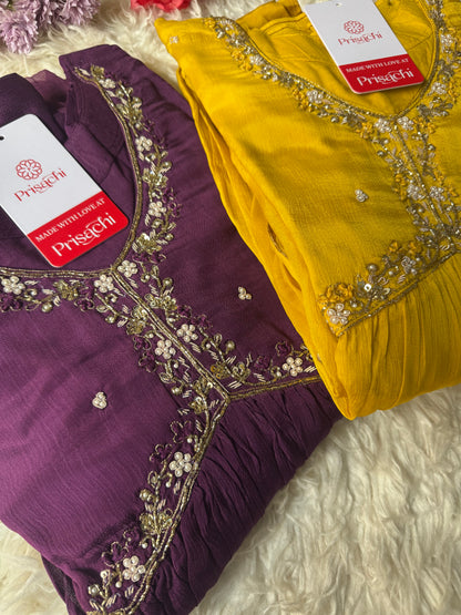 Alia style naira Cut kurti Pant With chiffon Dupatta