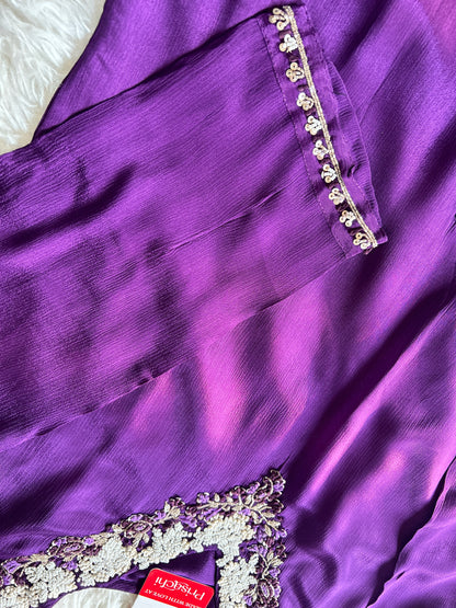 Purple embroidered kurta Pant  with dupatta
