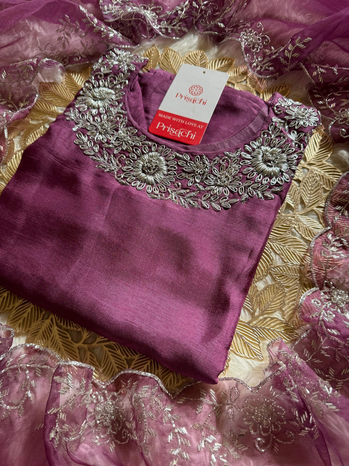 Purple Designer Kurti Bottom with Duptta