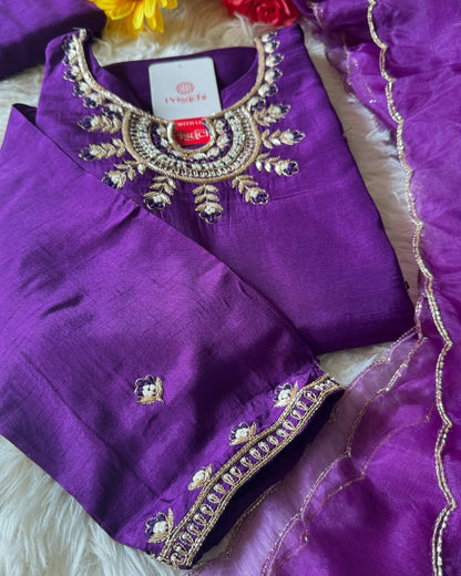 Purple Designer Kurti Bottom with Duptta