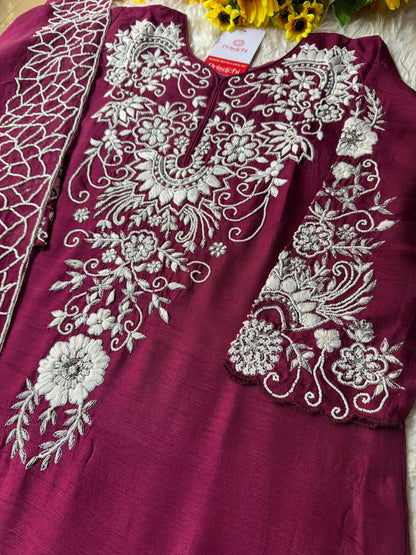 Desinger Embroidered kurta Bottom  with dupatta