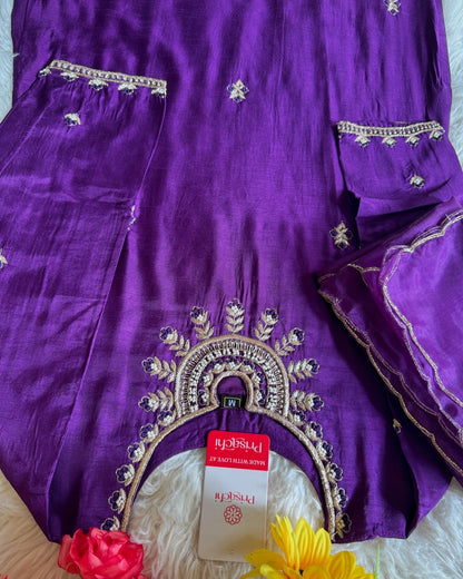 Purple Designer Kurti Bottom with Duptta