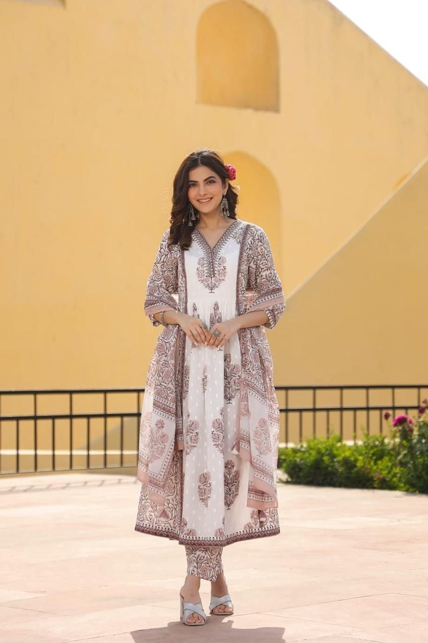 Pure Cotton Anarkali kurta Set