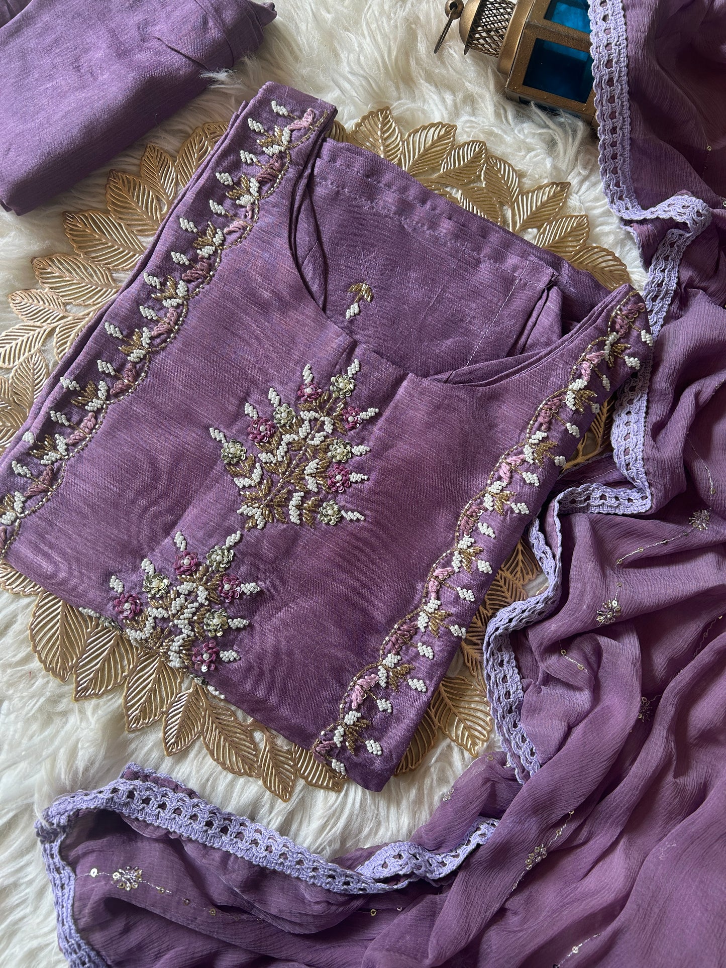 Purple Designer Kurti Bottom with Duptta