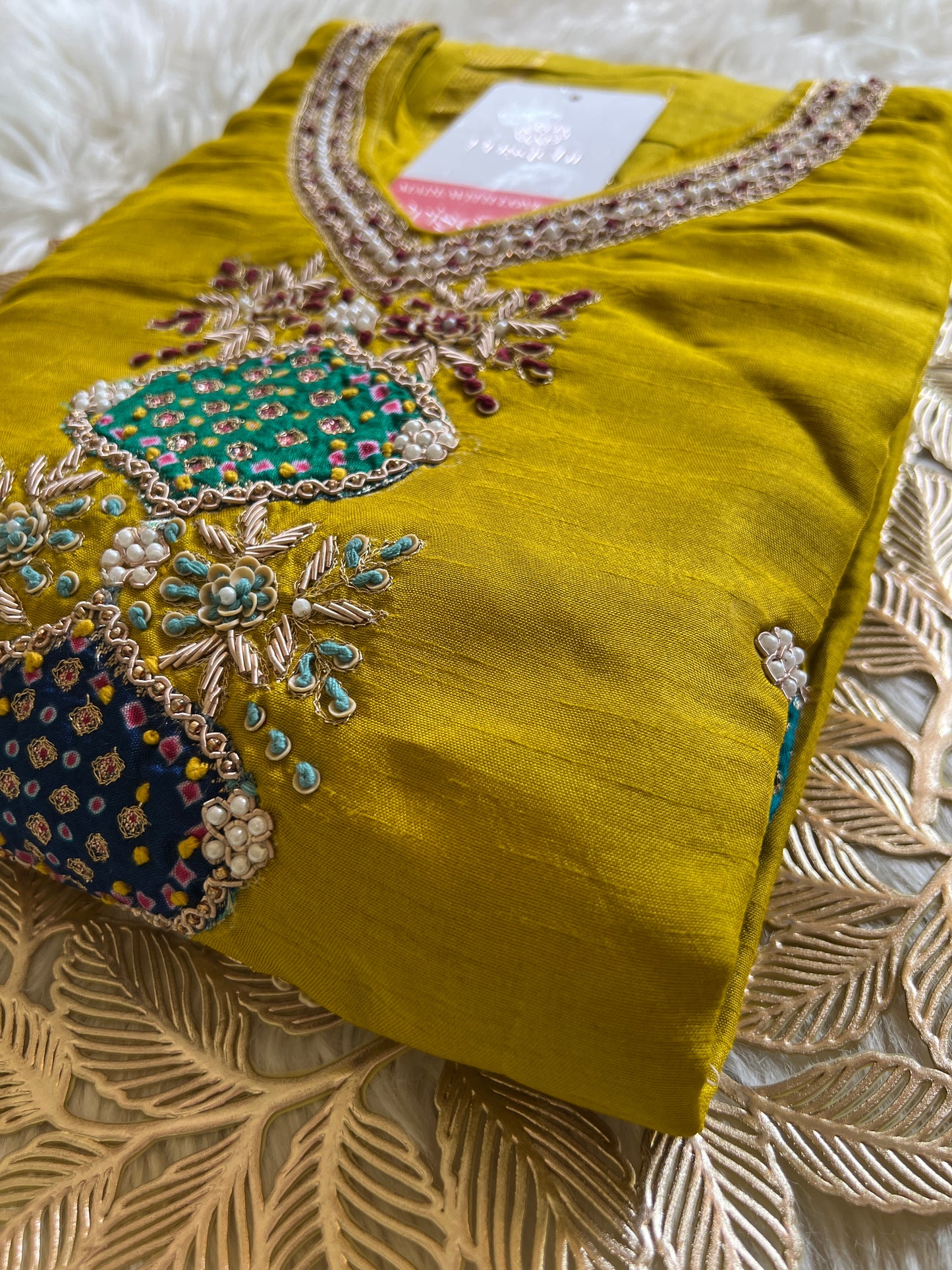 Mustard Yellow Embroidered kurta set with dupatta