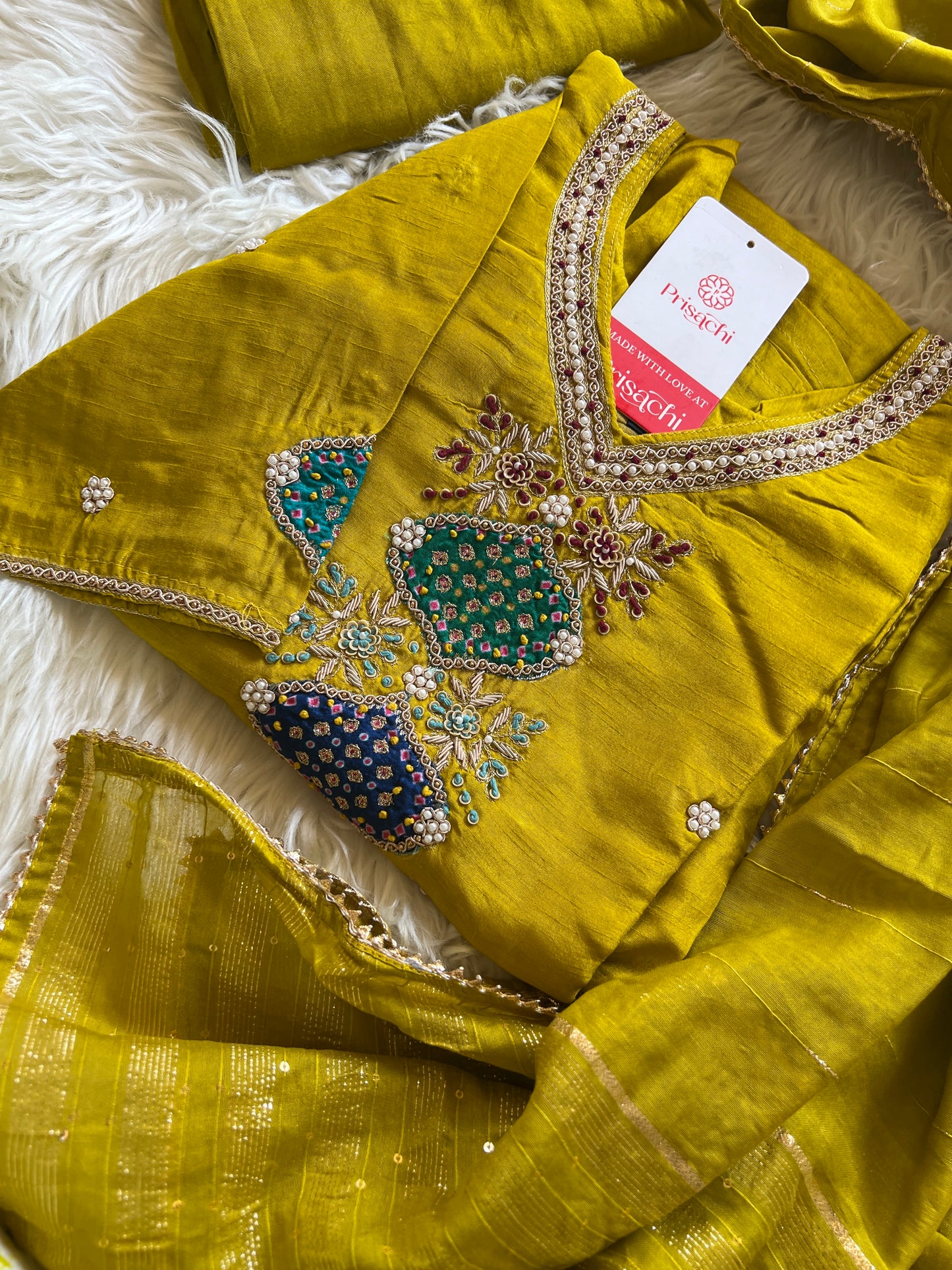 Mustard Yellow Embroidered kurta set with dupatta