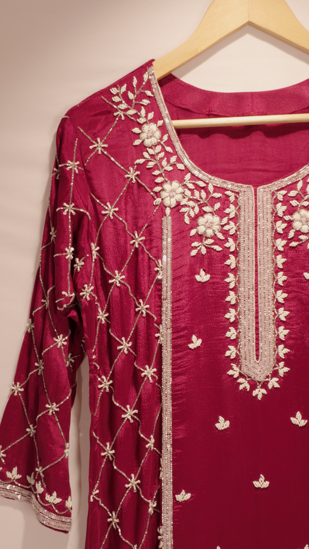 Embroidered kurti sharara set  with dupatta