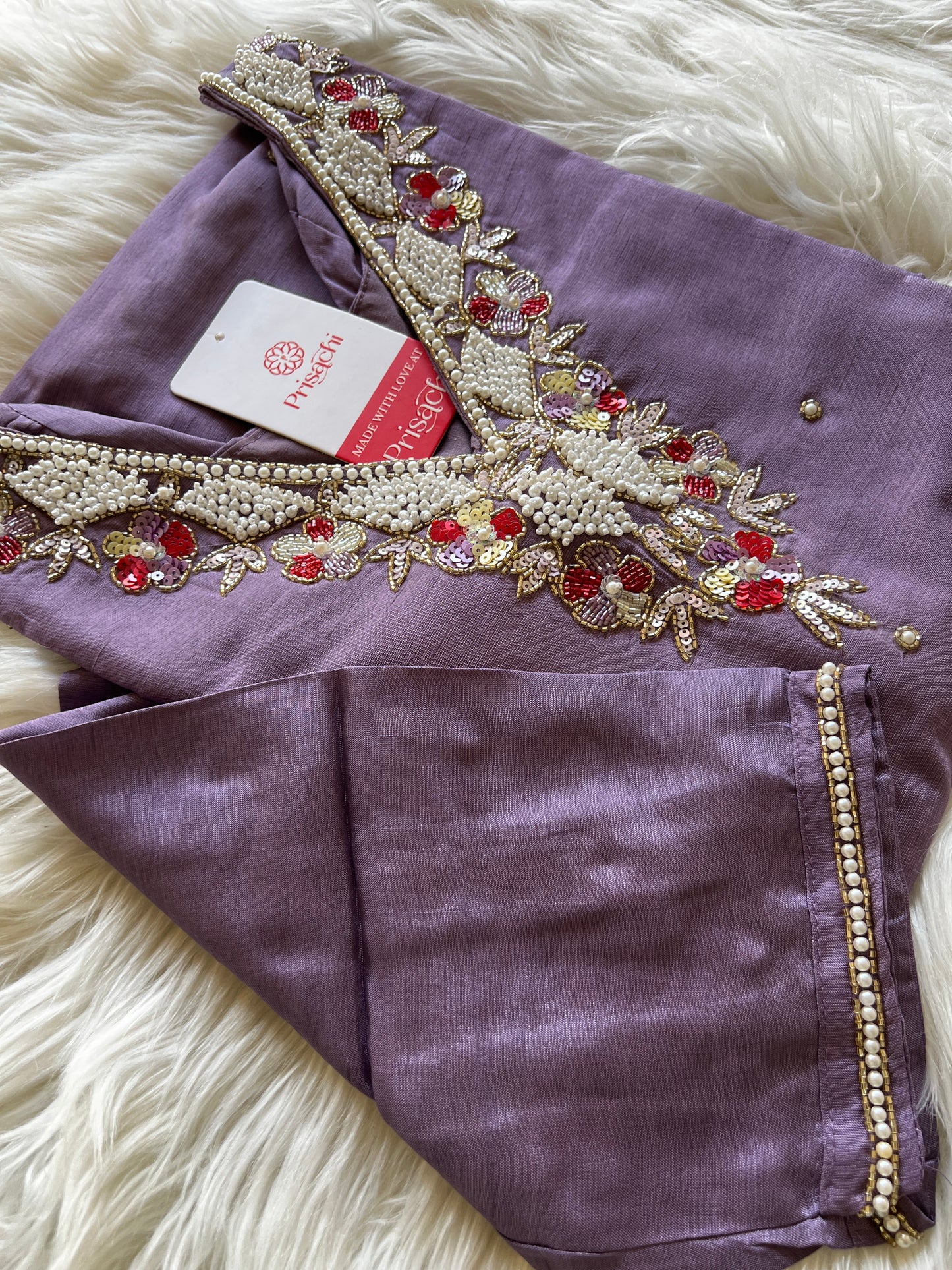 Purple embroidered kurta set with dupatta